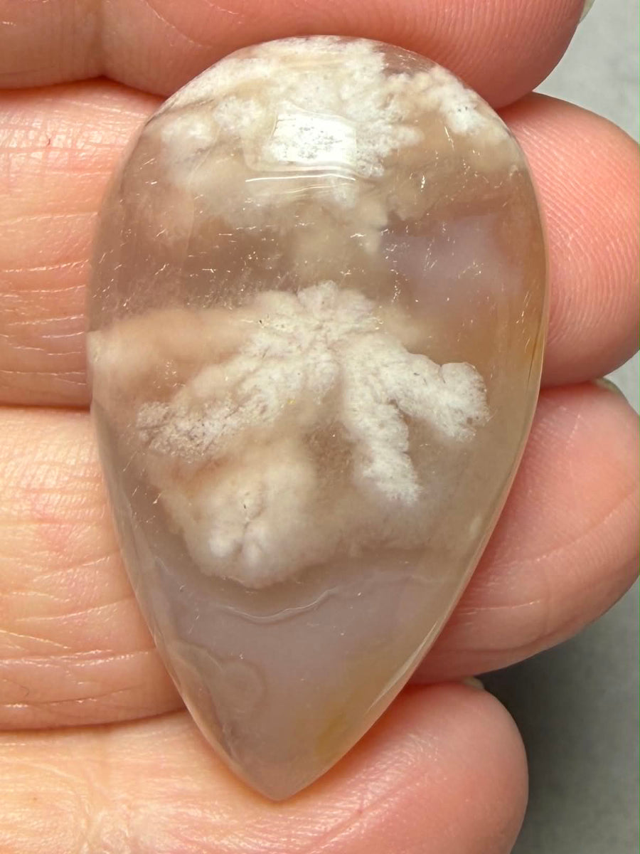 Teardrop 38x22mm Cherry Blossom Agate Cabochon 42