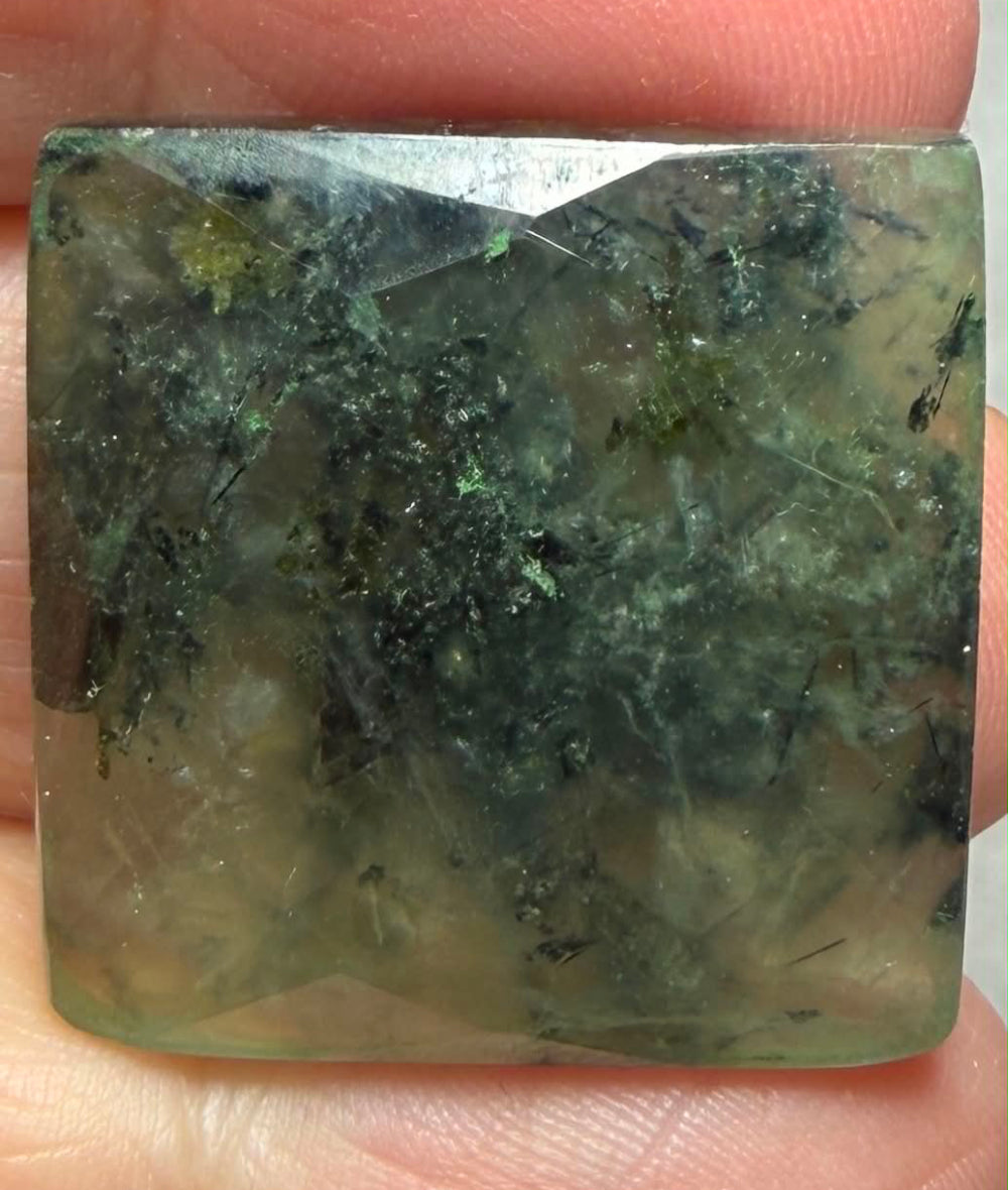 Square 26x26mm Faceted Prehnite Cabochon 22