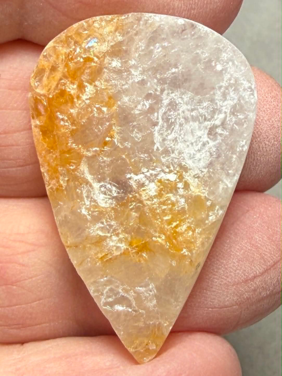 Teardrop 34x22mm Himalayan Druzy Citrine Cabochon 38