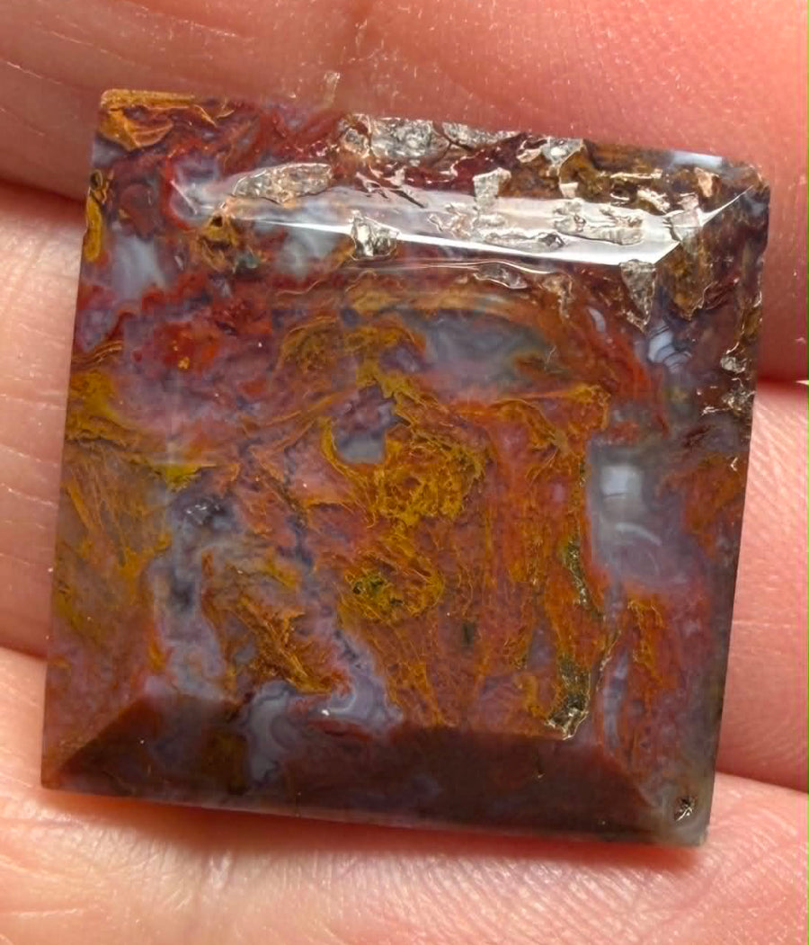 Rectangle 21x20mm Faceted Indonesian Jasper Cabochon 45