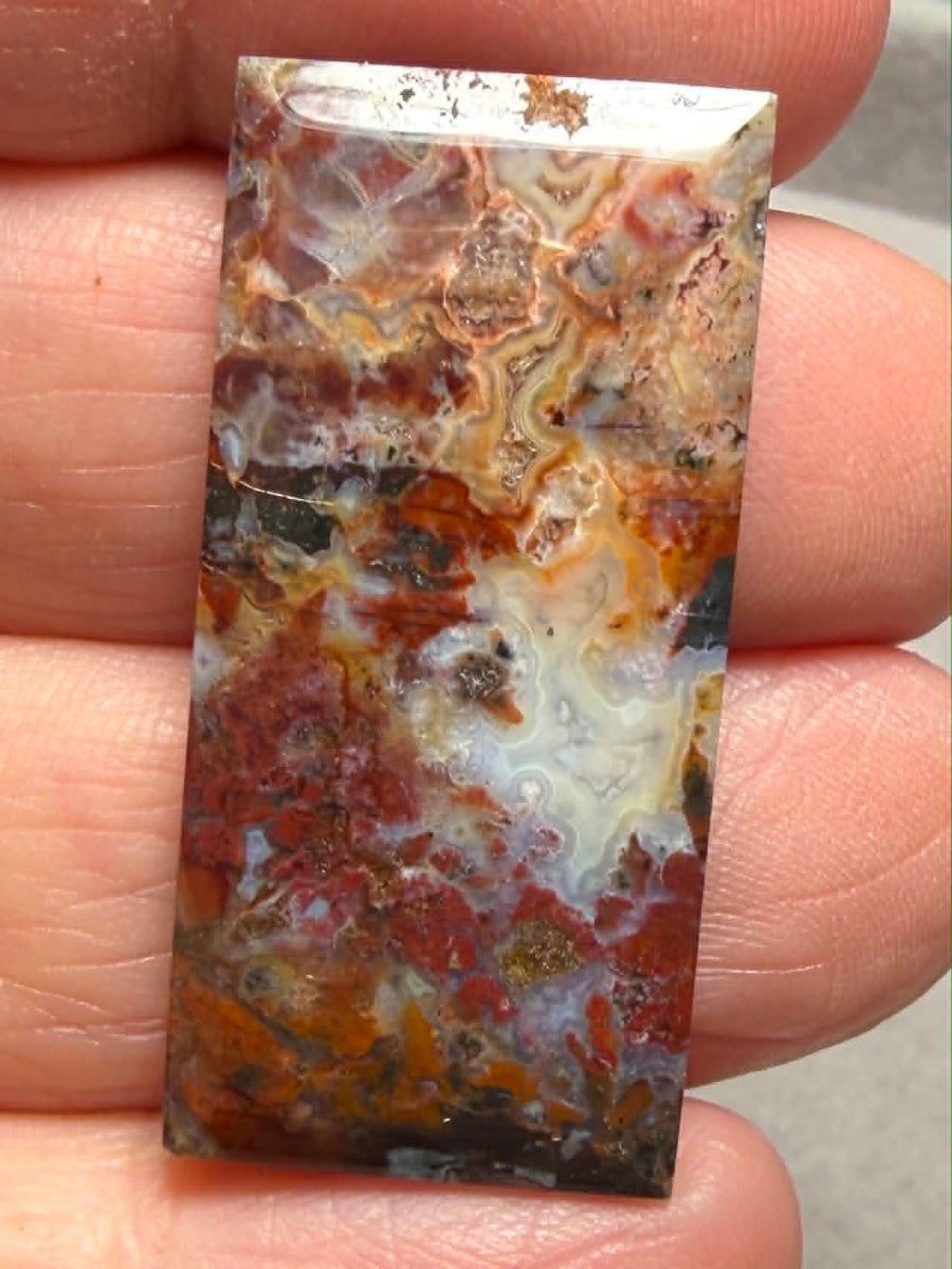 Rectangle 35x17mm Faceted Indonesian Jasper Cabochon 55