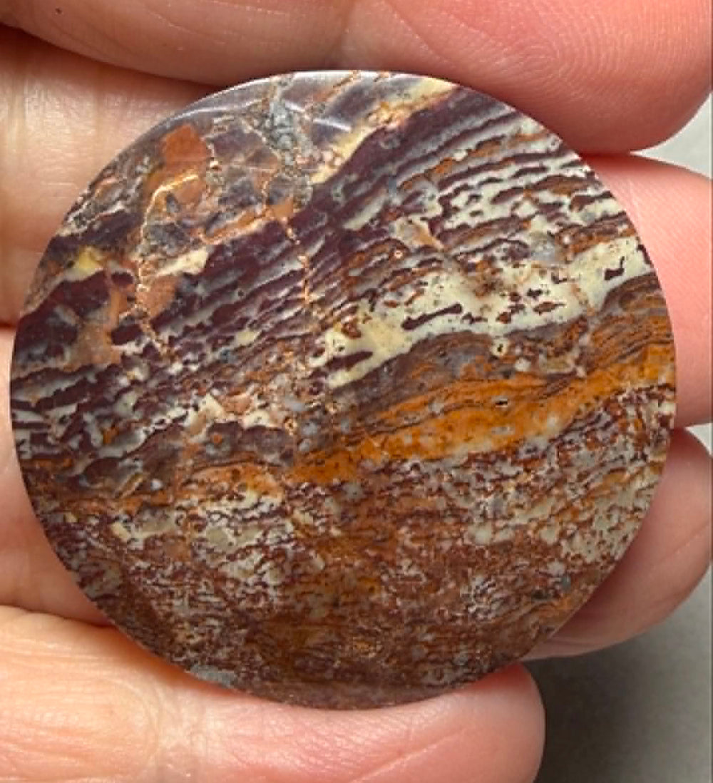 Round 35x35mm Finger Print Jasper Cabochon 22