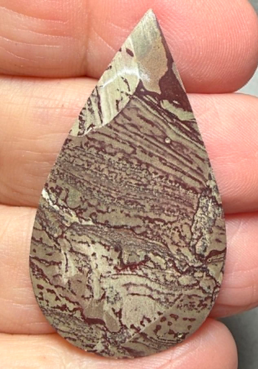 Teardrop 43x24mm Finger Print Jasper Cabochon 28