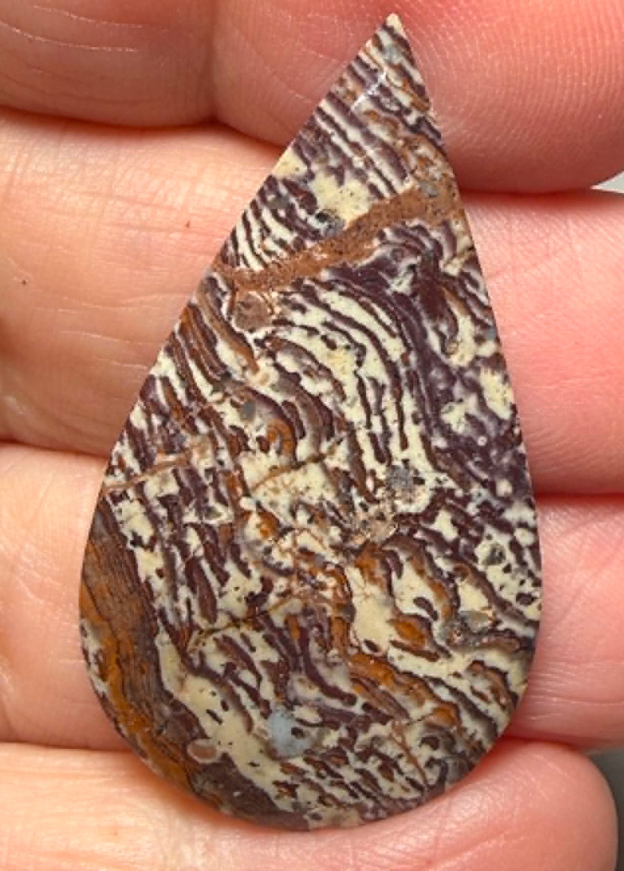 Teardrop 40x23mm Finger Print Jasper Cabochon 34