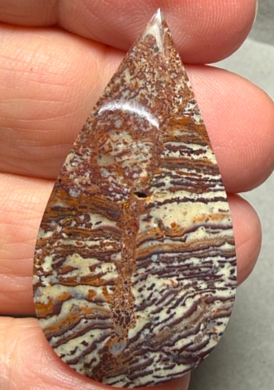 Teardrop 43x23mm Finger Print Jasper Cabochon 36