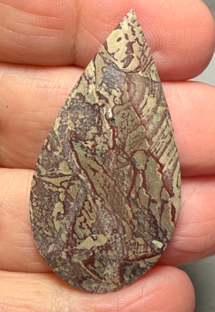 Teardrop 44x23mm Finger Print Jasper Cabochon 49