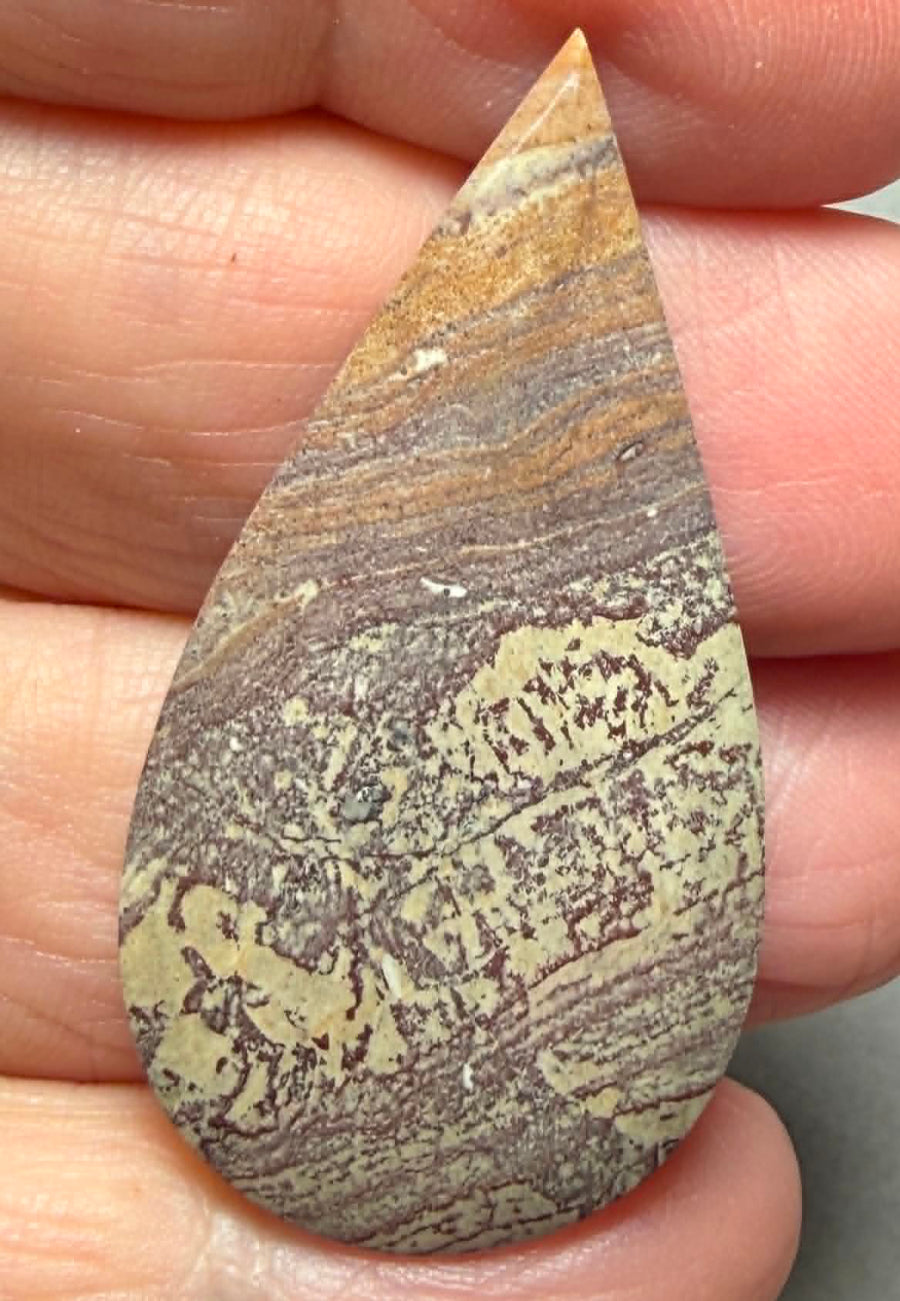 Teardrop 43x22mm Finger Print Jasper Cabochon 50