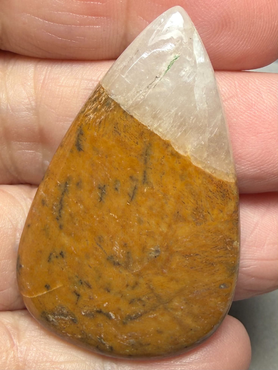 Teardrop 48x30mm Honey Dendritic Quartz Cabochon 12
