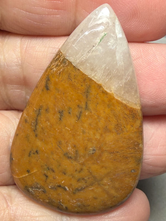 Teardrop 48x30mm Honey Dendritic Quartz Cabochon 12