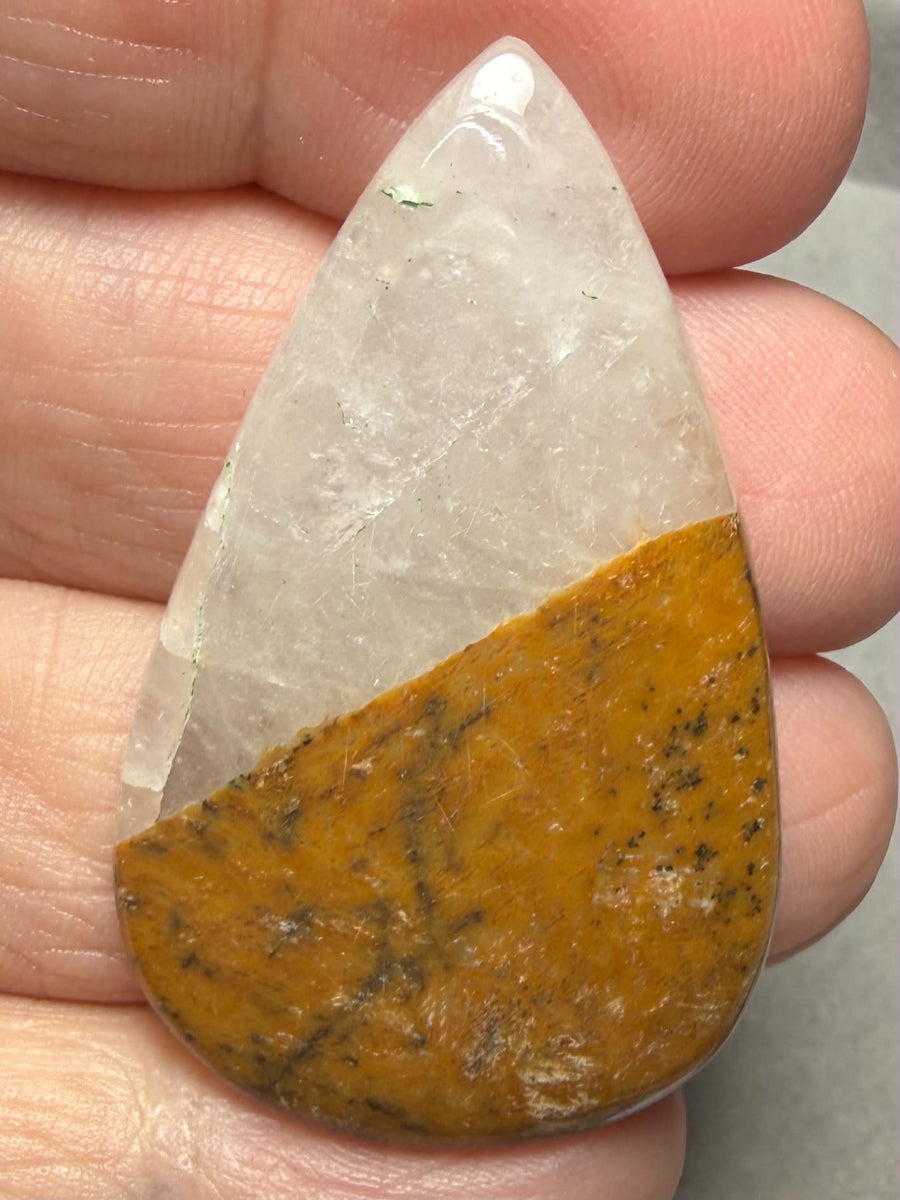 Teardrop 43x26mm Honey Dendritic Quartz Cabochon 14