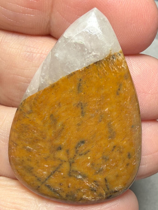 Teardrop 42x29mm Honey Dendritic Quartz Cabochon 19