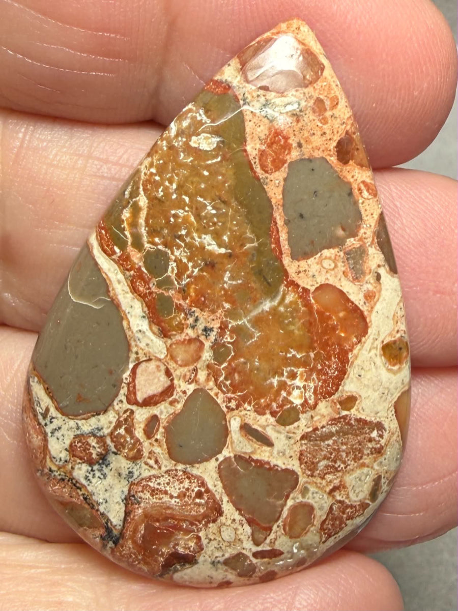 Teardrop 43x29mm Leopardite Jasper Cabochon 51