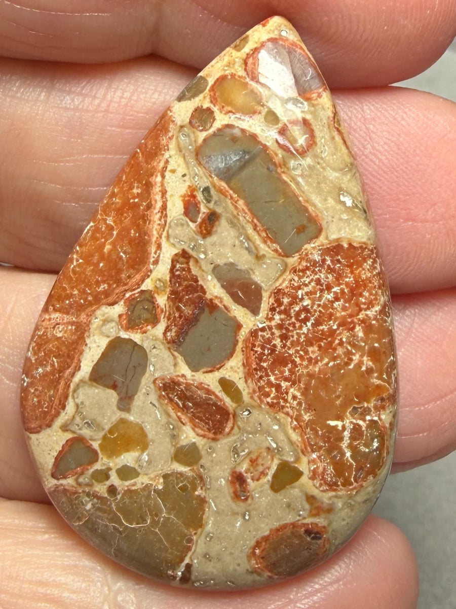 Teardrop 41x28mm Leopardite Jasper Cabochon 54