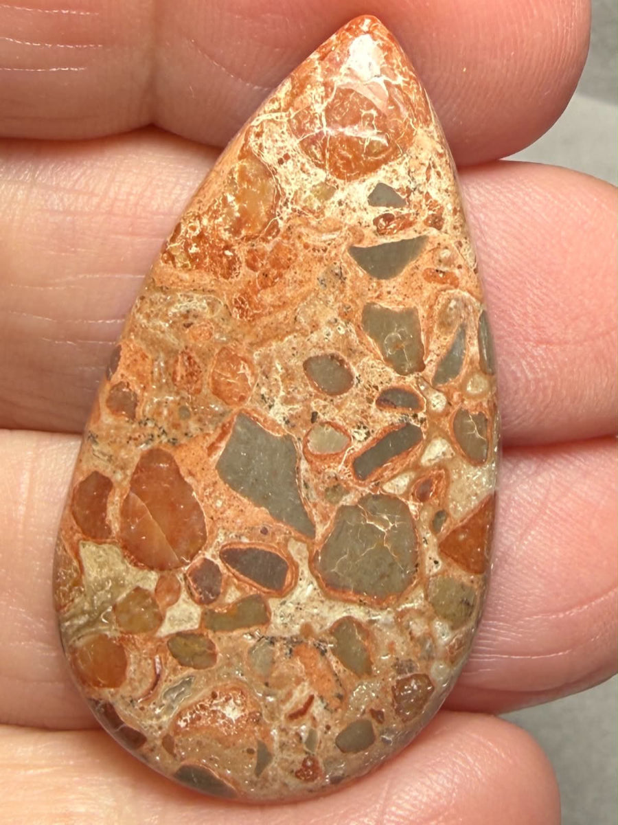 Teardrop 41x23mm Leopardite Jasper Cabochon 55