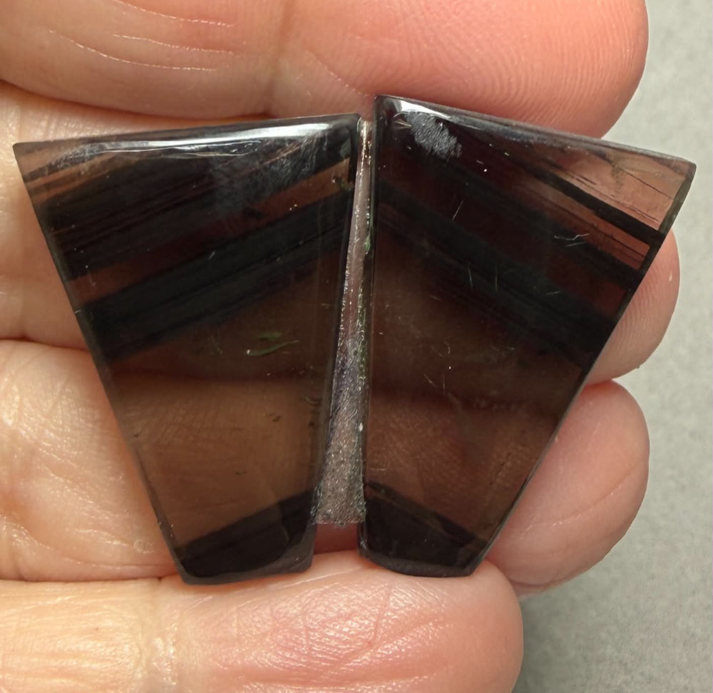 Freeform 28x20mm Midnight Jasper Cabochon Pair 08