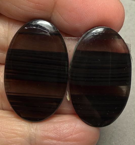 Oval 32x19mm Midnight Obsidian Cabochon Pair 10
