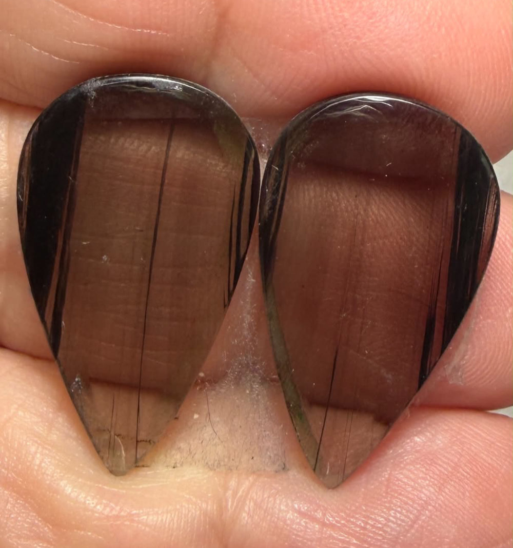 Teardrop 27x15mm Midnight Jasper Cabochon Pair 11