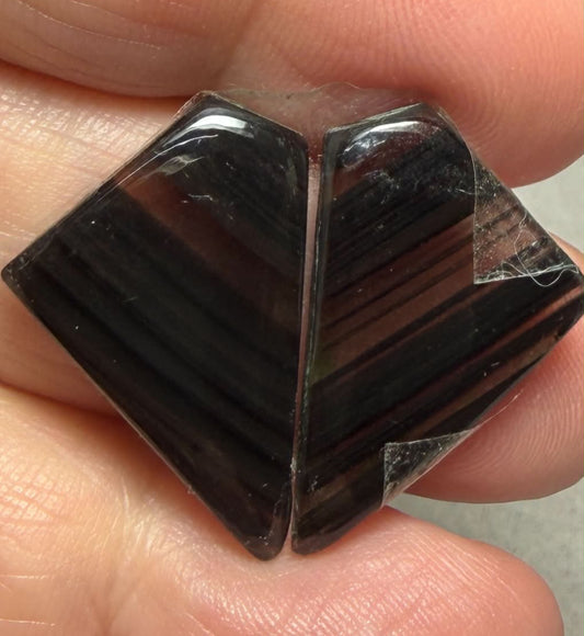 Freeform 25x15mm Midnight Obsidian Cabochon Pair 14