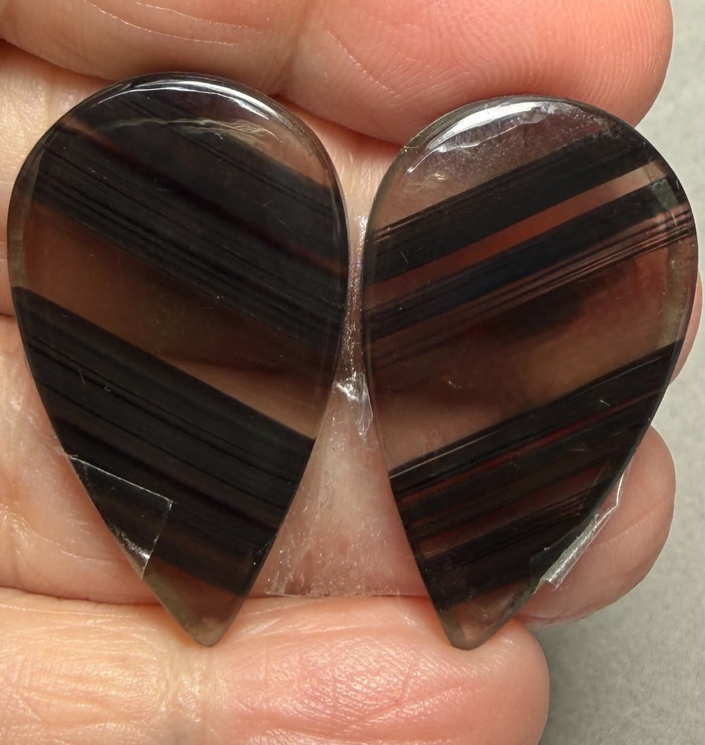 Teardrop 33x19mm Midnight Jasper Cabochon Pair 17