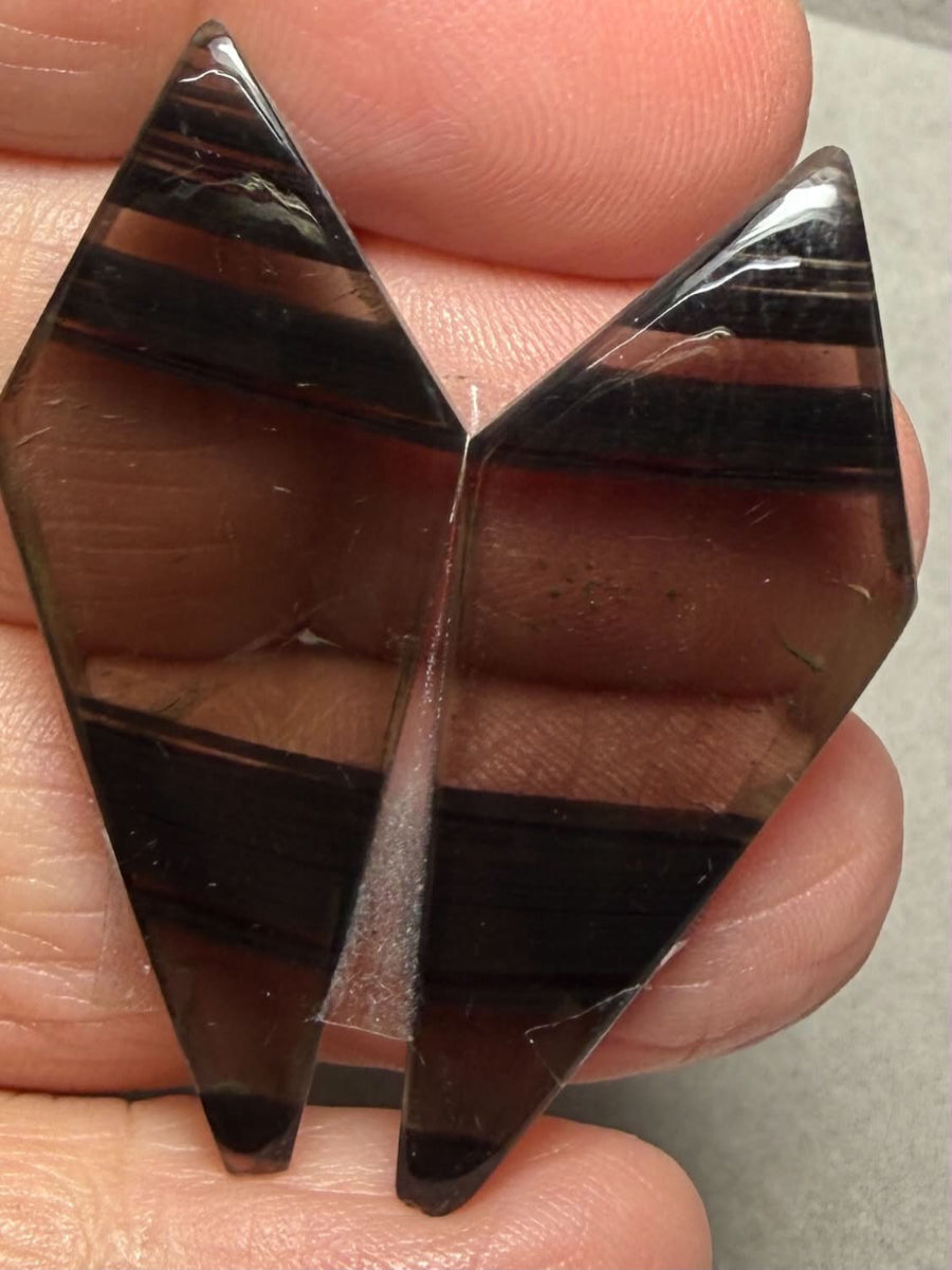 Freeform 41x17mm Midnight Jasper Cabochon Pair 18