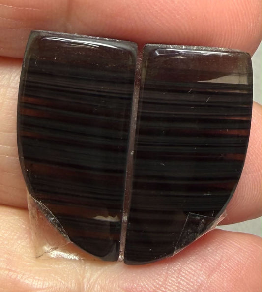 Freeform 25x13mm Midnight Obsidian Cabochon Pair 19