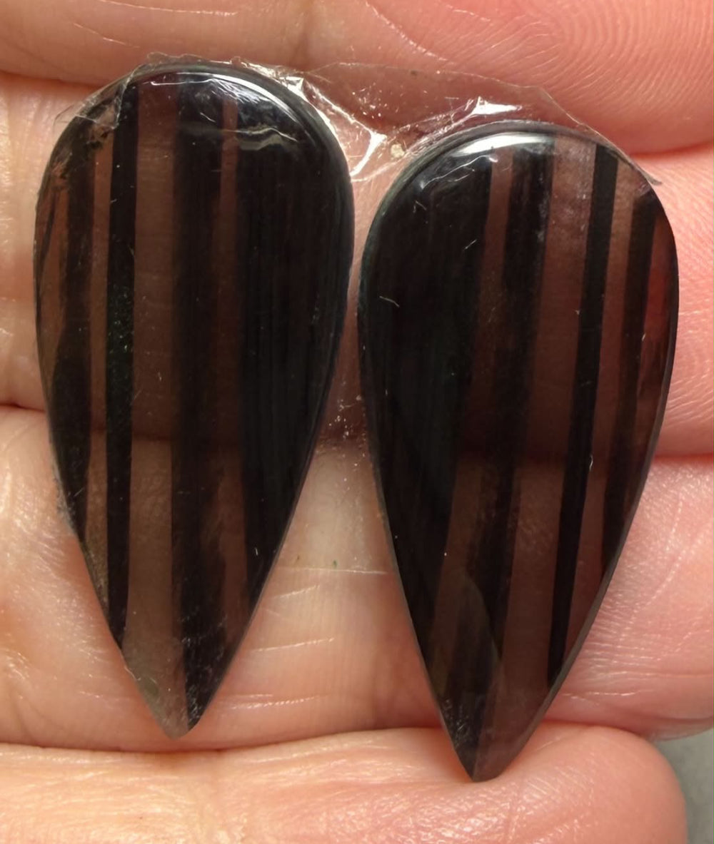 Teardrop 31x14mm Midnight Jasper Cabochon Pair 21