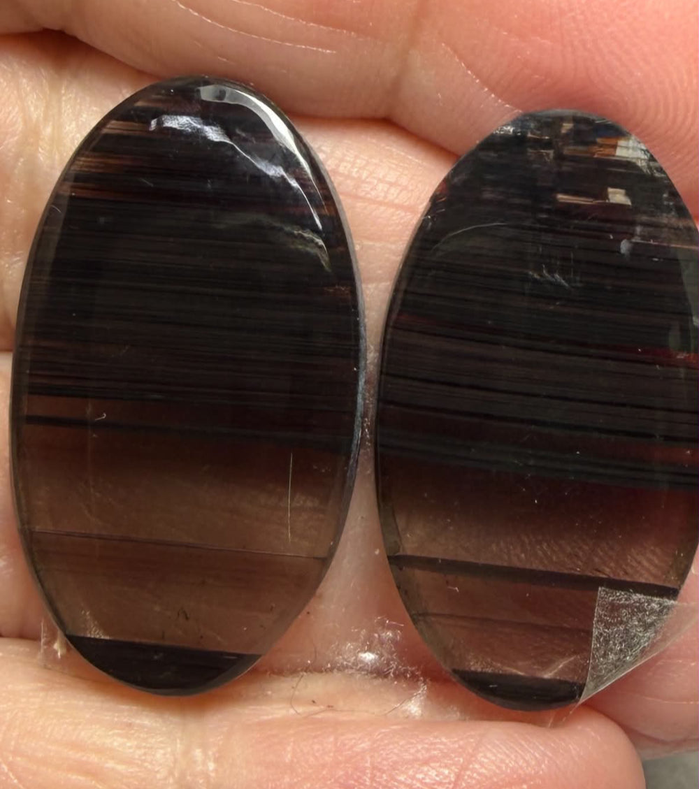 Oval 30x18mm Midnight Jasper Cabochon Pair 23