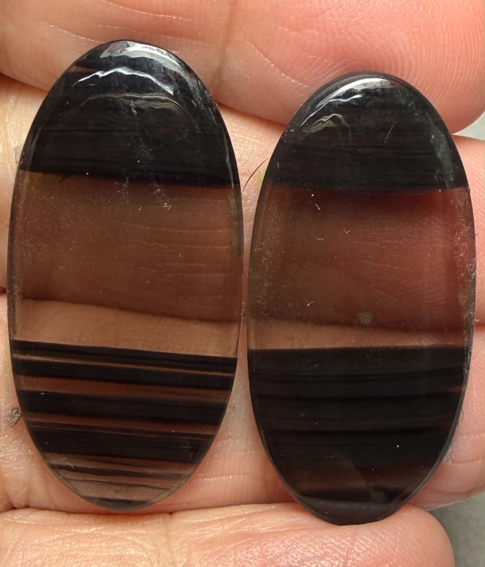 Oval 35x17mm Midnight Jasper Cabochon Pair 24