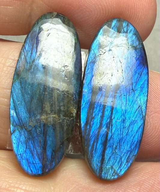 Oval 28x11mm Labradorite Cabochon Pair 10