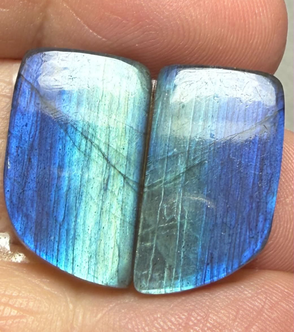 Freeform 20x12mm Labradorite Cabochon Pair 11