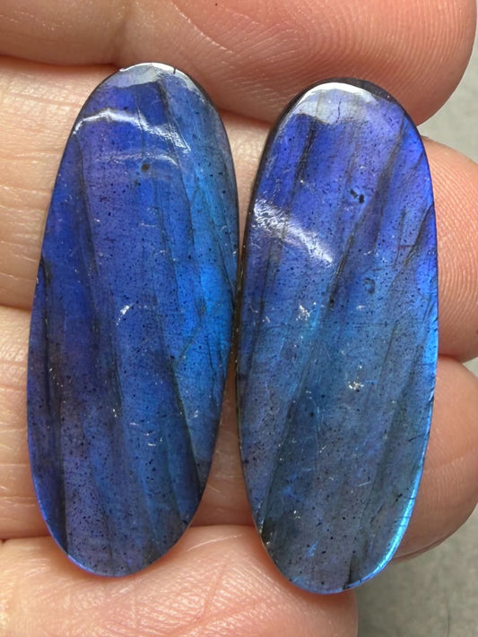 Oval 30x12mm Labradorite Cabochon Pair 16