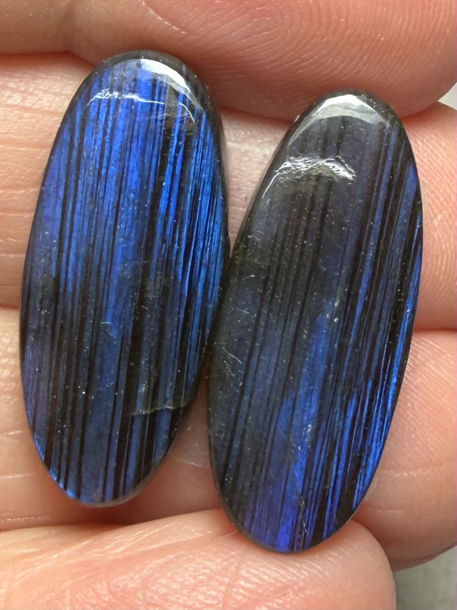 Oval 25x10mm Labradorite Cabochon Pair 17