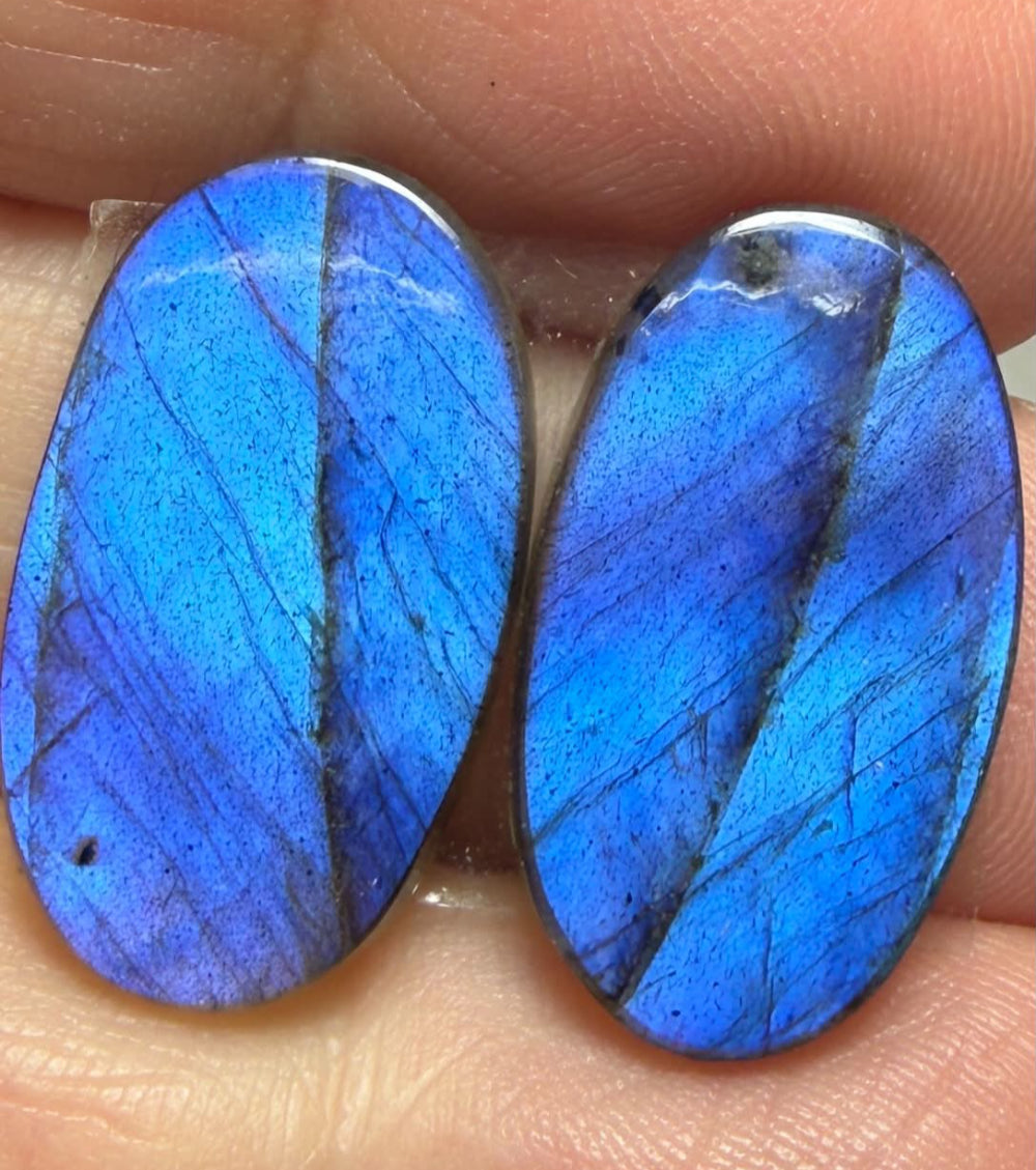 Oval 22x13mm Labradorite Cabochon Pair 18