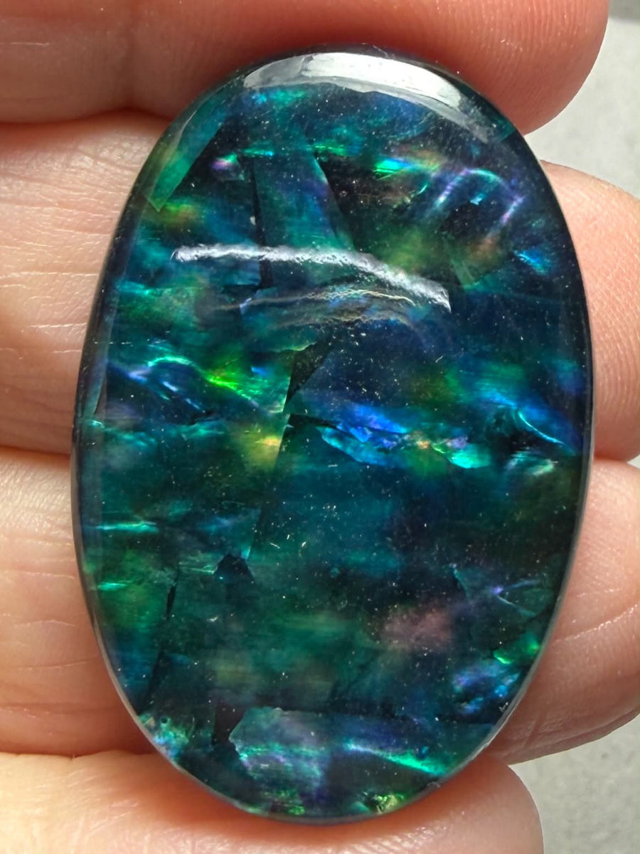 Oval 35x24mm Dichroic Glass Cabochon 30