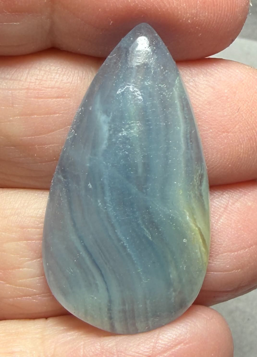 Teardrop 36x20mm Lemurian Aquatine Calcite Cabochon 29