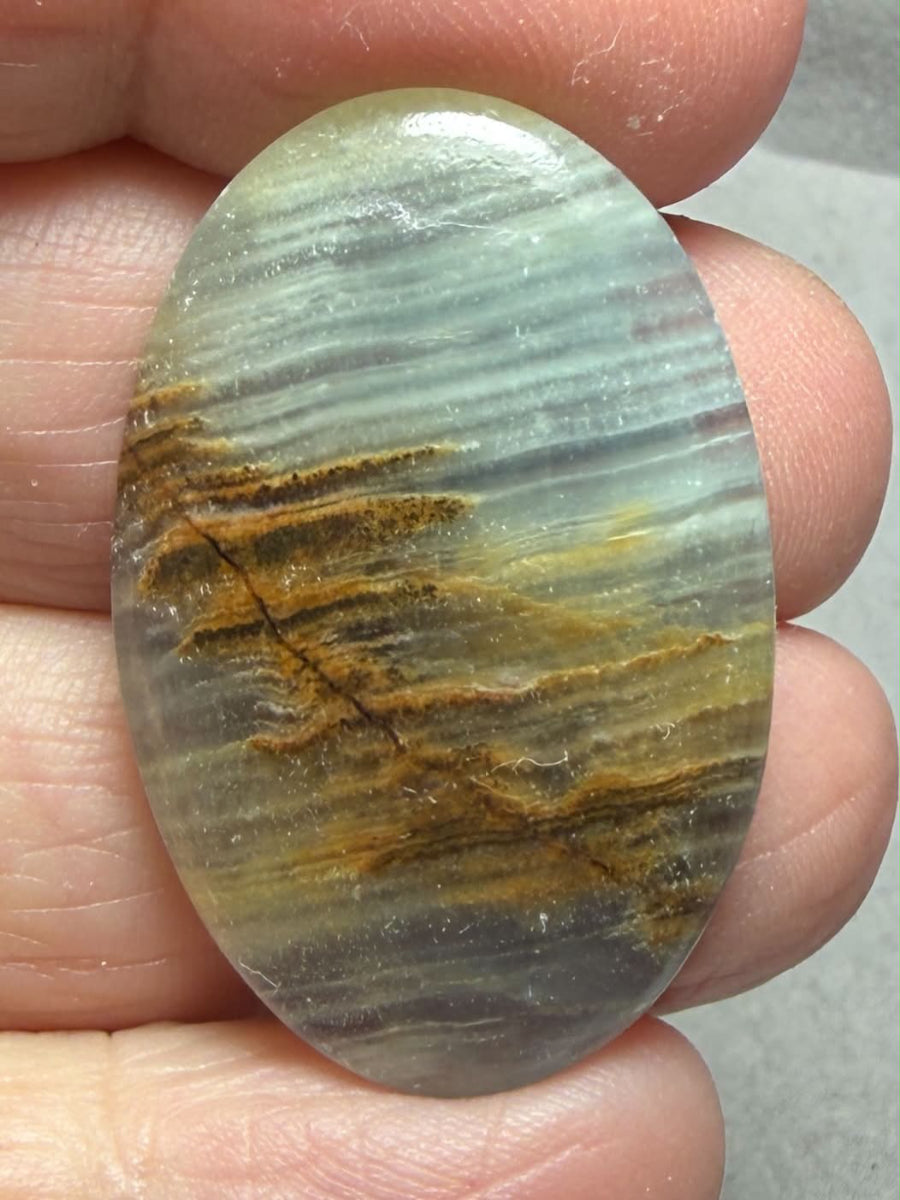 Oval 35x23mm Lemurian Aquatine Calcite Cabochon 36