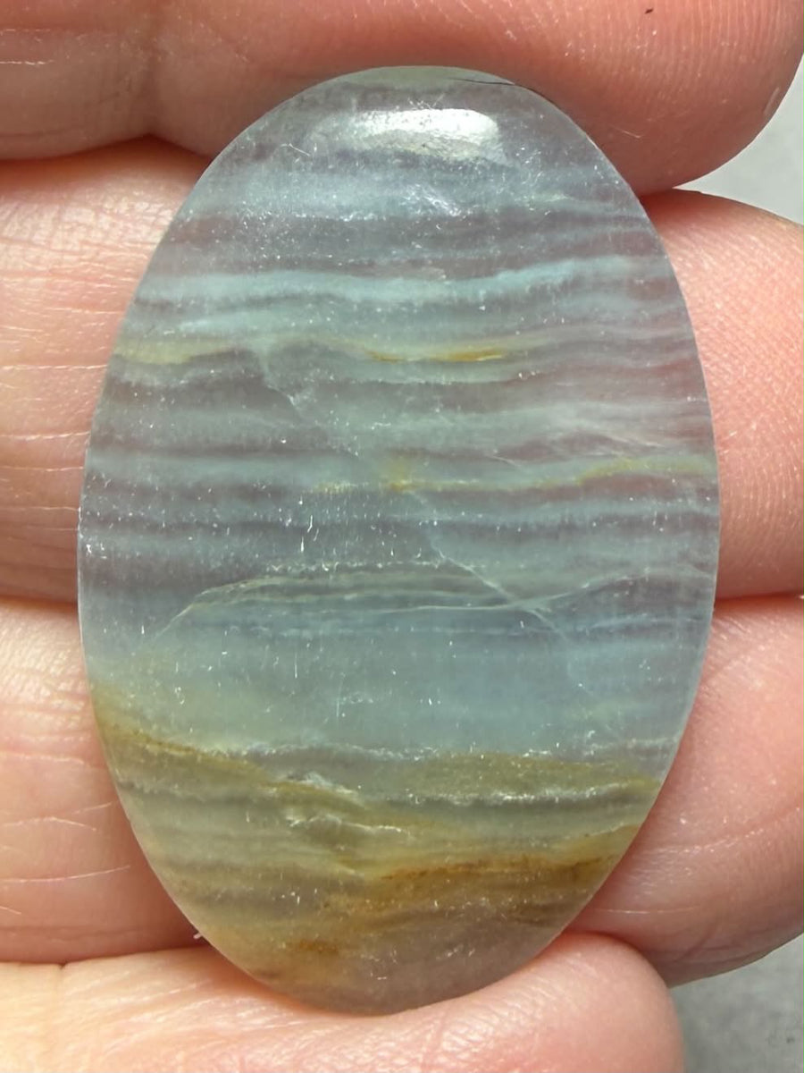 Oval 33x22mm Lemurian Aquatine Calcite Cabochon 37