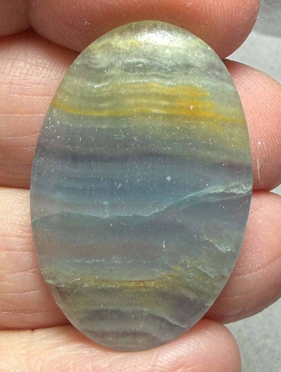 Oval 34x23mm Lemurian Aquatine Calcite Cabochon 40