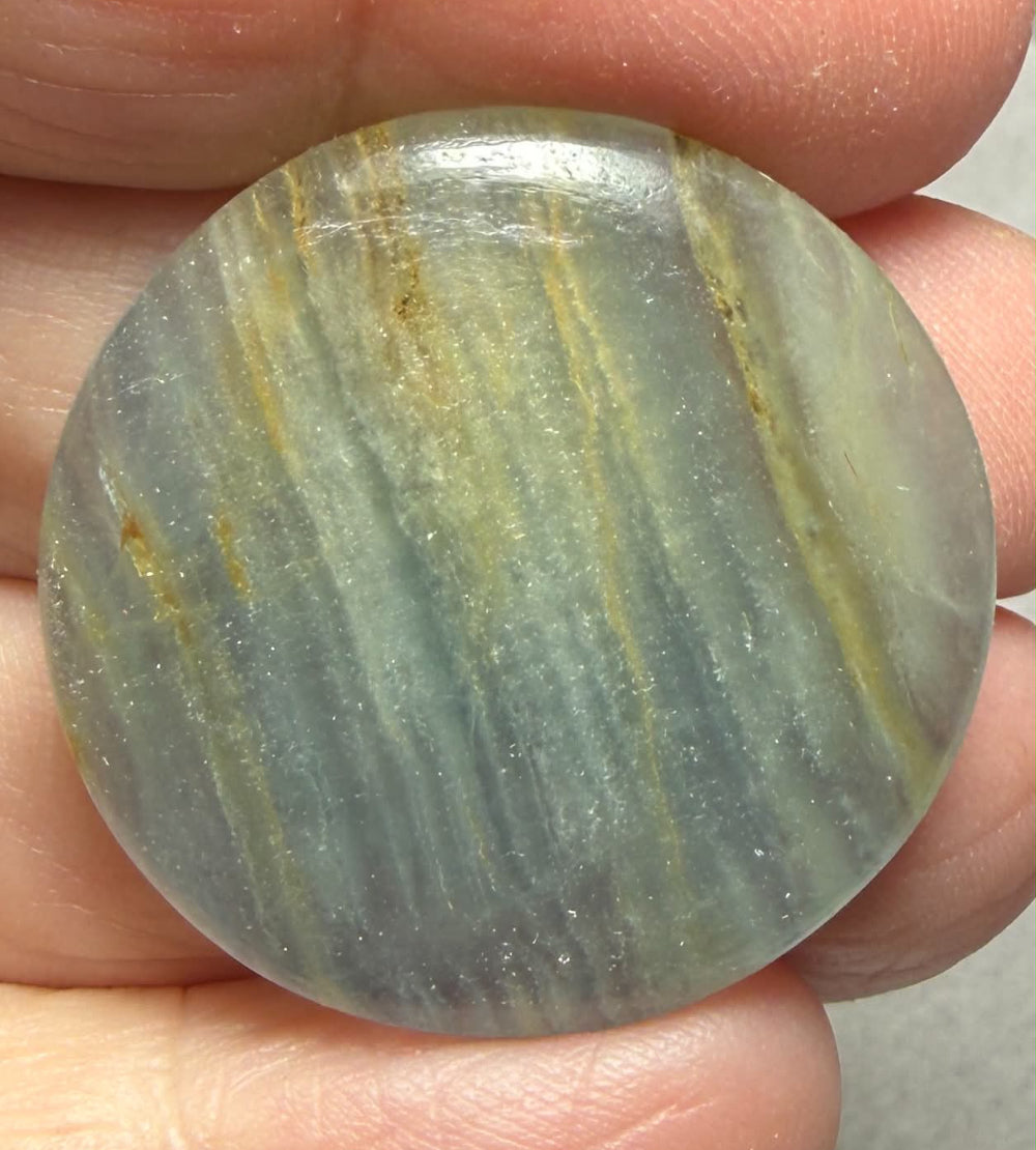 Round 31x31mm Lemurian Aquatine Calcite Cabochon 41