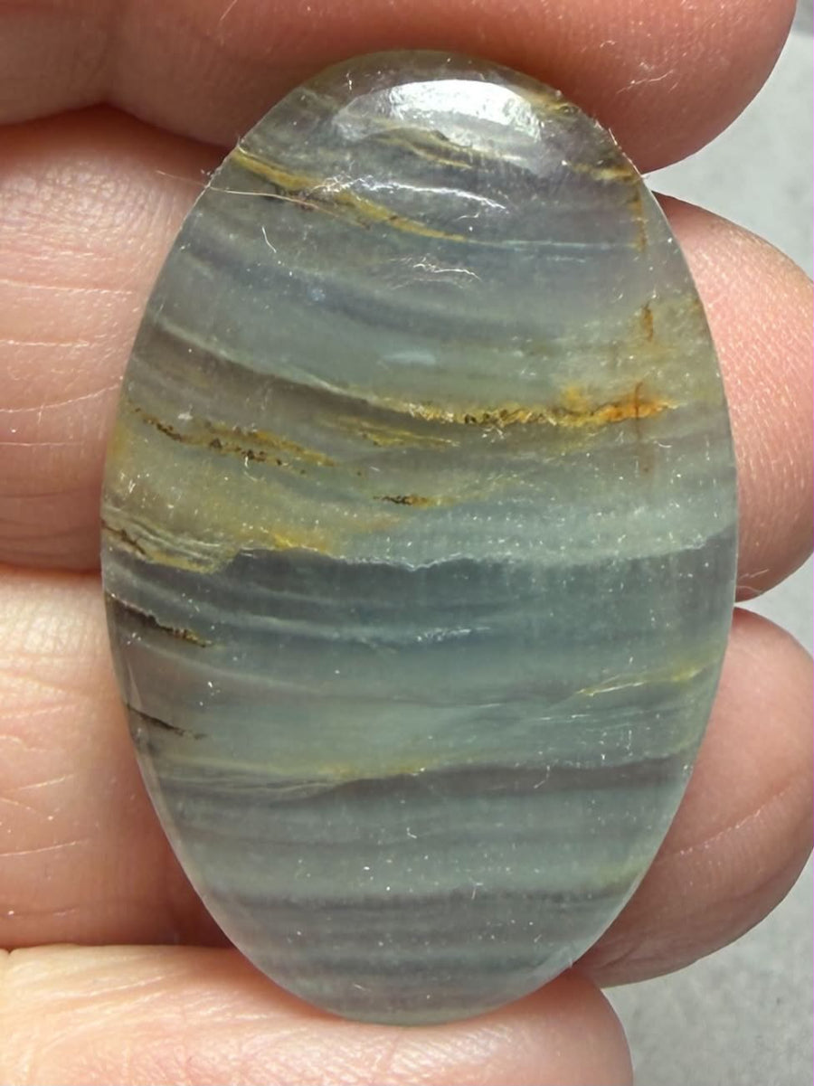 Oval 33x21mm Lemurian Aquatine Calcite Cabochon 43