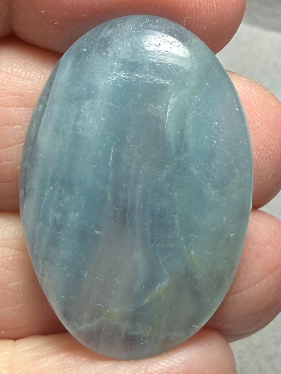 Oval 34x23mm Lemurian Aquatine Calcite Cabochon 45