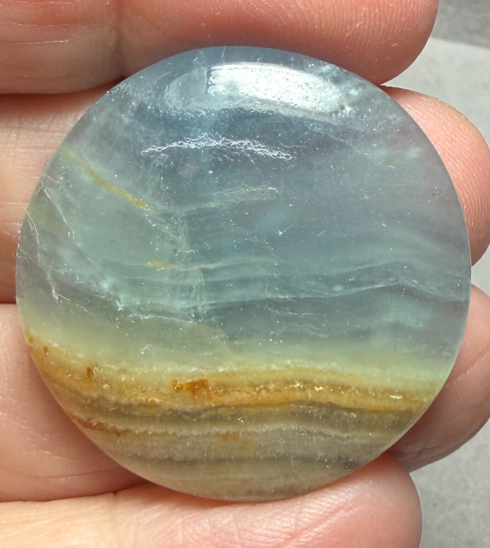 Round 33x33mm Lemurian Aquatine Calcite Cabochon 46
