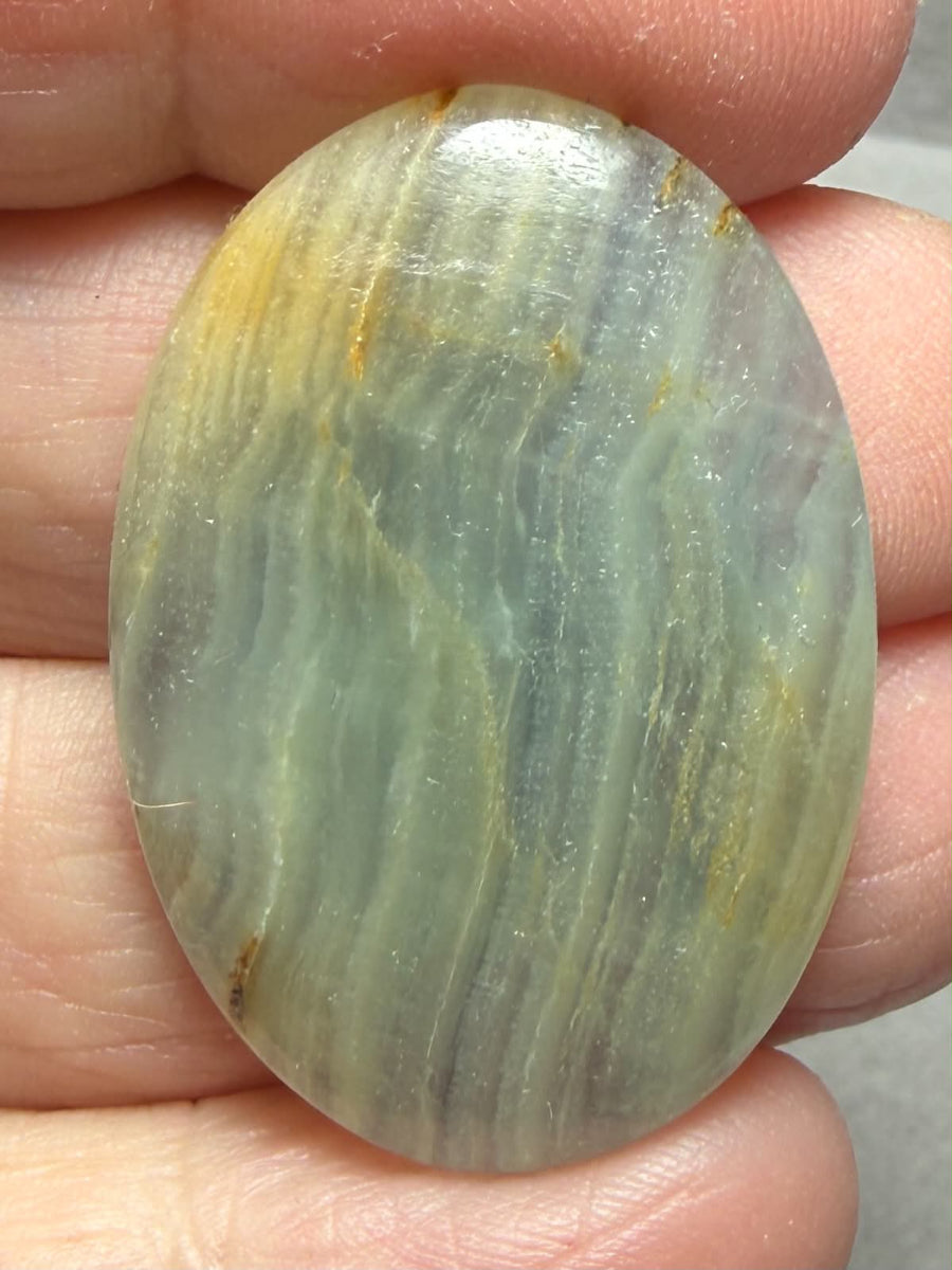Oval 35x24mm Lemurian Aquatine Calcite Cabochon 47