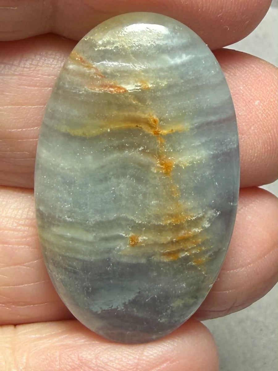Oval 35x21mm Lemurian Aquatine Calcite Cabochon 49