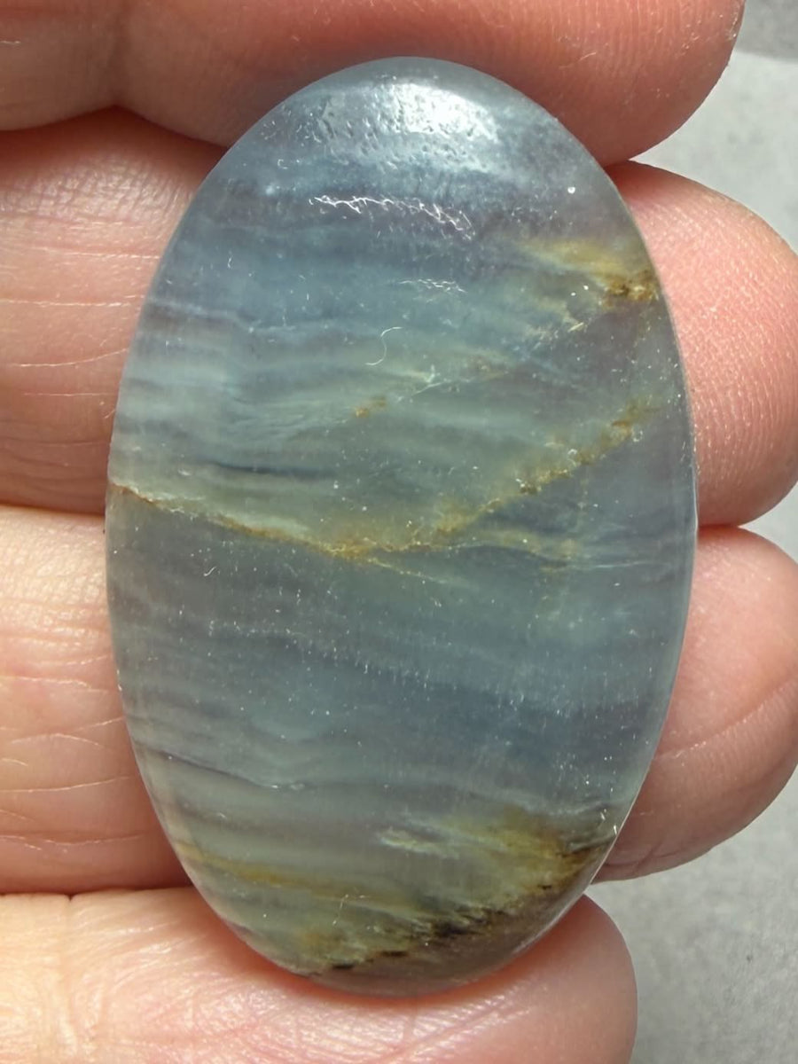 Oval 35x22mm Lemurian Aquatine Calcite Cabochon 52