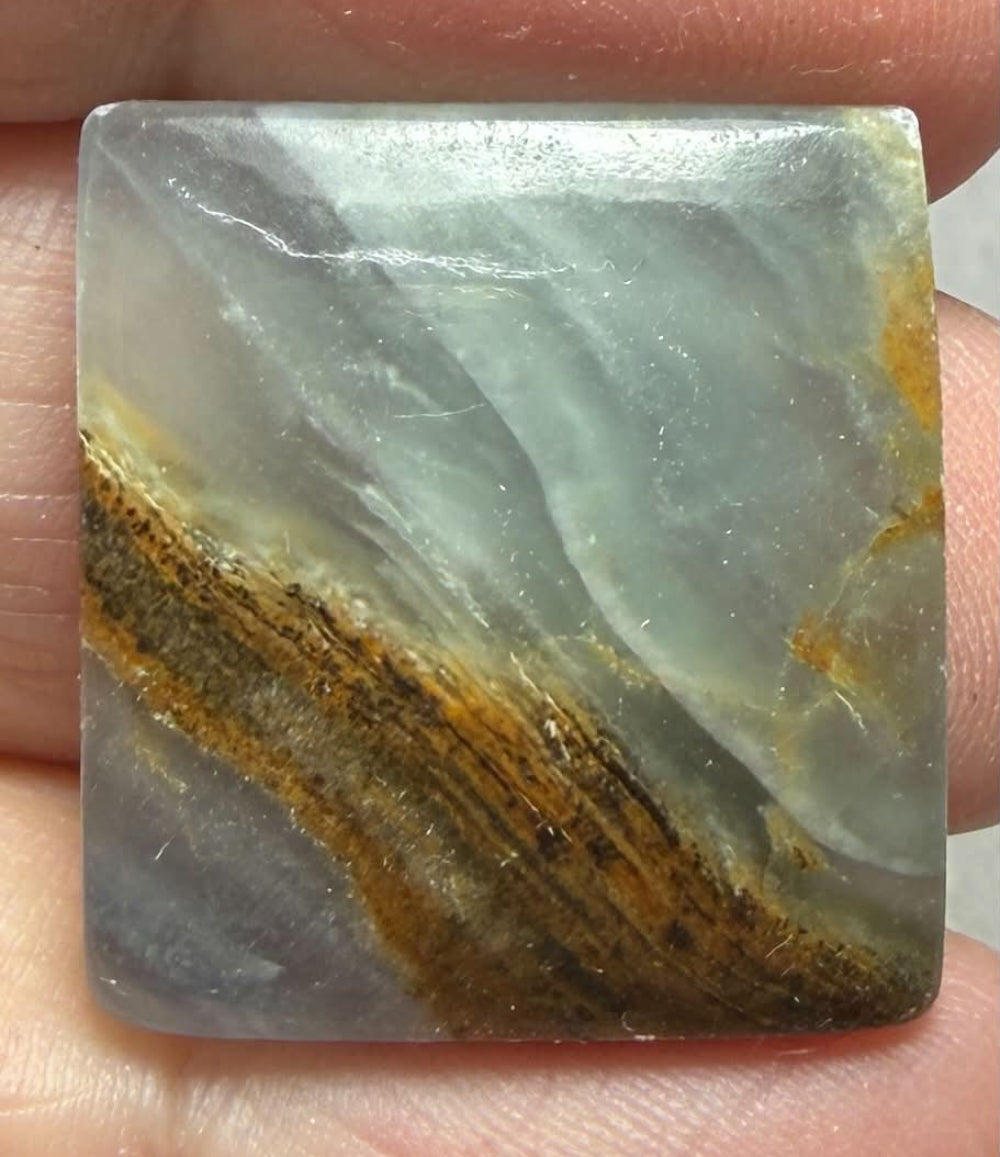 Rectangle 24x22mm Lemurian Aquatine Calcite Cabochon 53