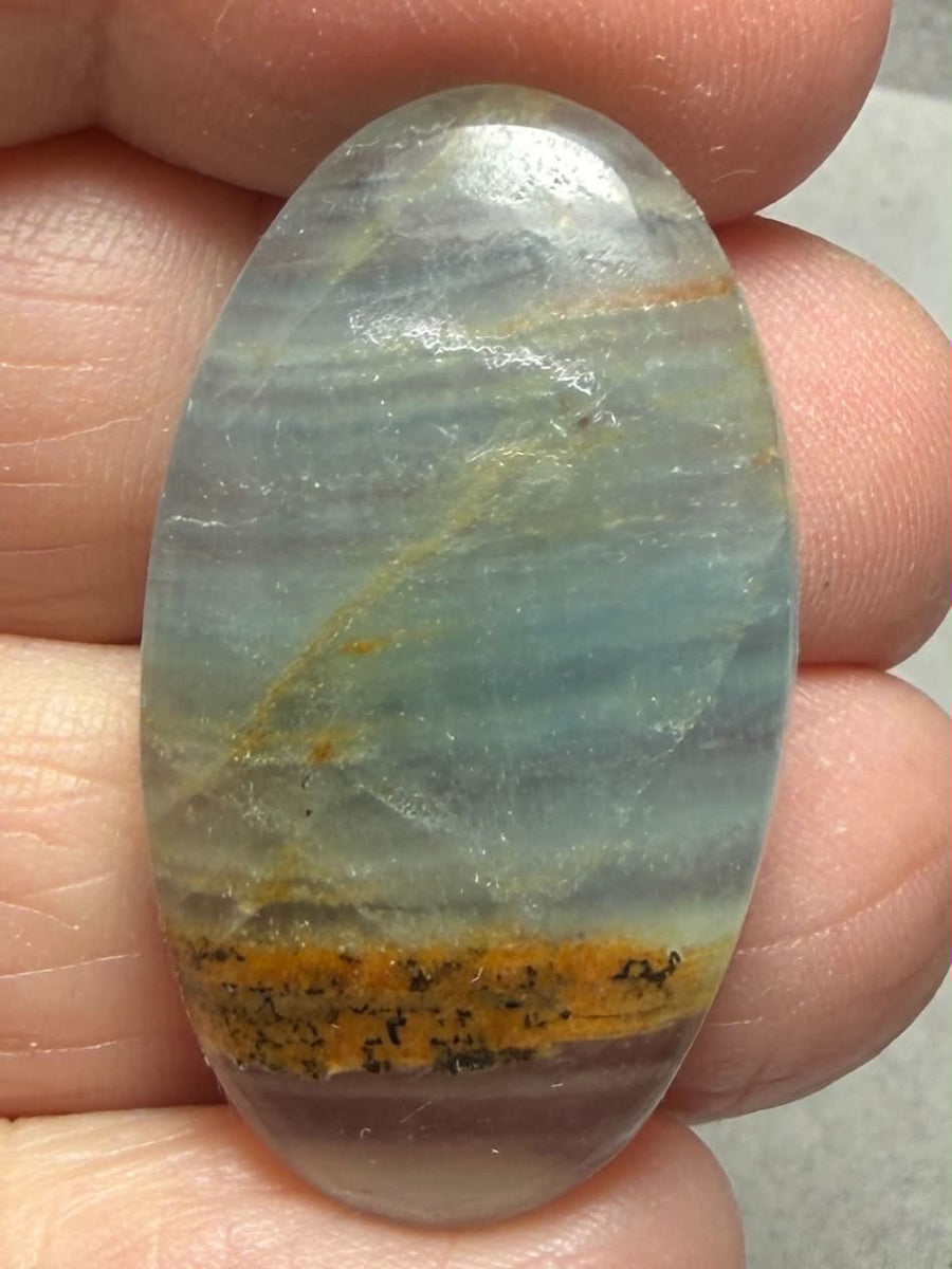 Oval 34x19mm Lemurian Aquatine Calcite Cabochon 54