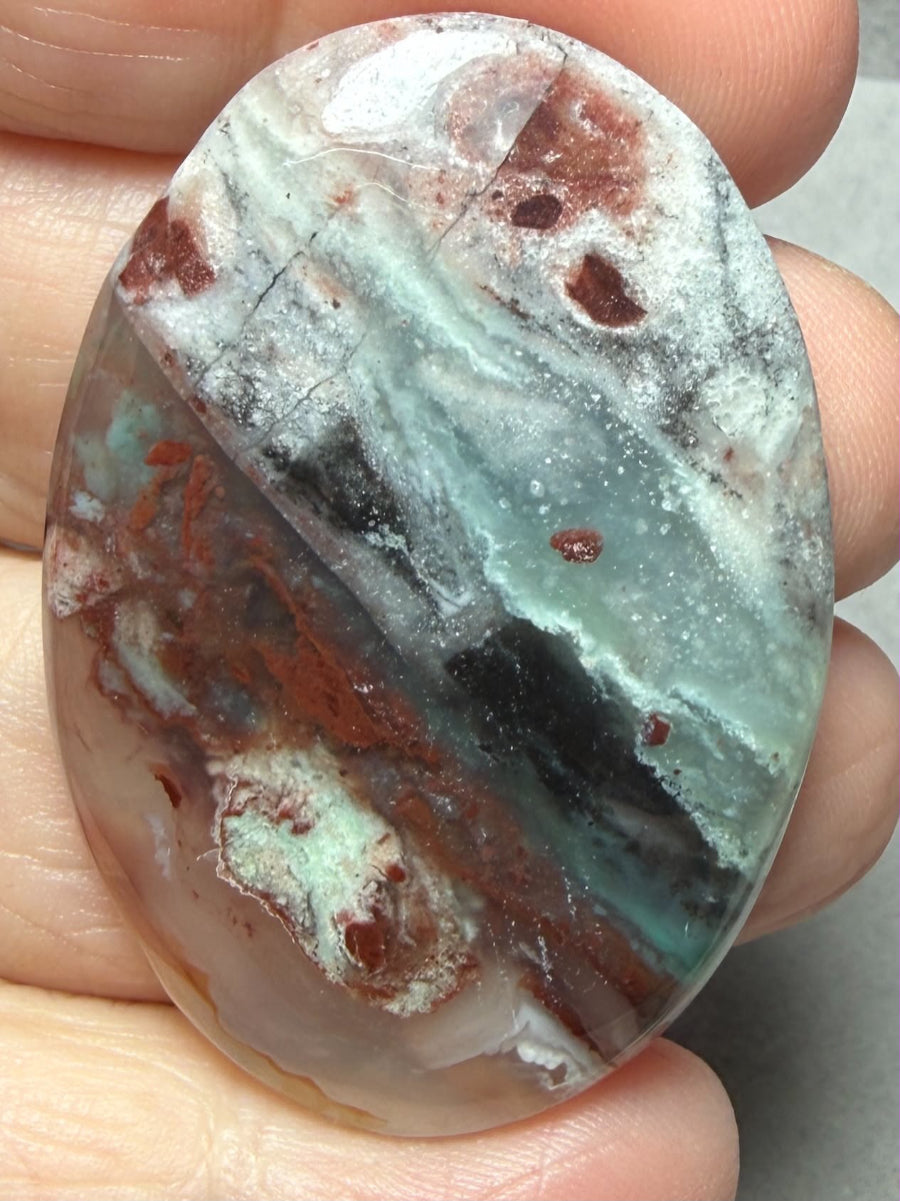 Oval 46x32mm Aqua Chalcedony Cabochon 29