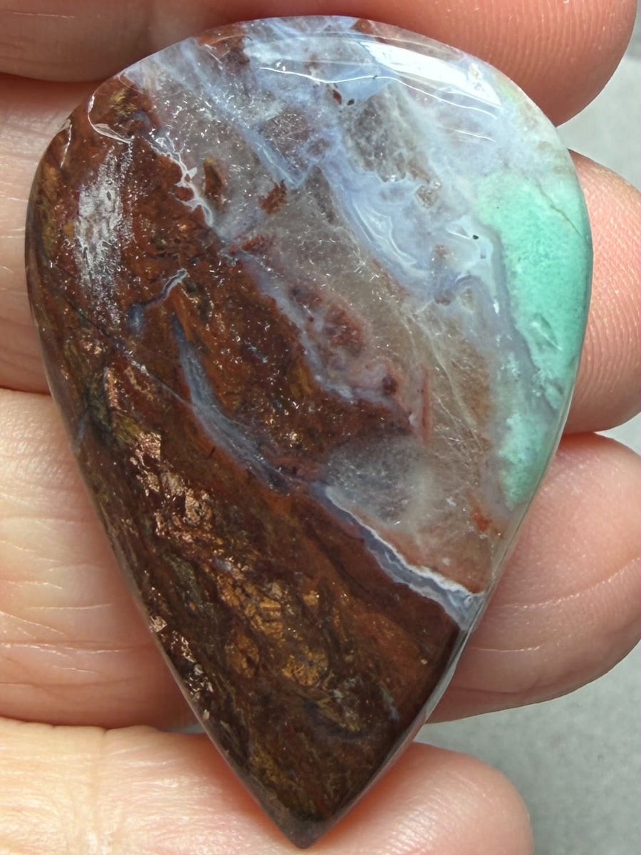 Teardrop 40x27mm Aqua Chalcedony Cabochon 35