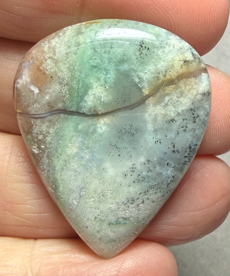 Teardrop 36x29mm Aqua Chalcedony Cabochon 42